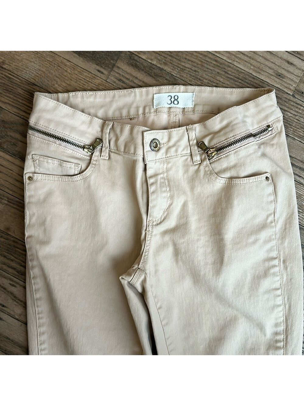 Zara Basic Emma Skinny Jeans Pale Pink Zipper Ankle Pockets Size 6 EUC